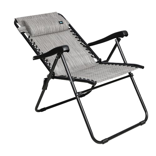 Angled view of a reclined 26-inch Platinum Reclining Sling Chair.