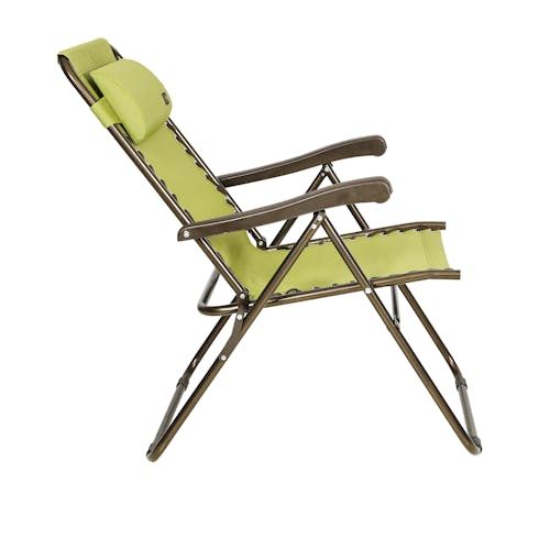 Side view of the 26-inch Sage Green Reclining Sling Chair.
