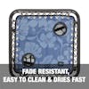 Fade resistant, easy to clean, and dries fast.