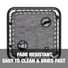 Fade resistant, easy to clean, and dries fast.