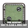 Fade resistant, easy to clean, and dries fast.