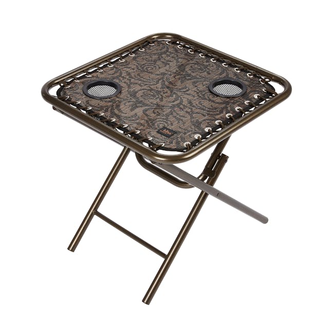 Bliss Hammocks 20-inch Brown Jacquard Folding Side Table.