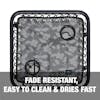 Fade resistant, easy to clean, and dries fast.