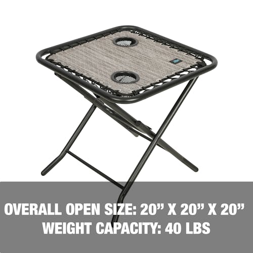 Overall open size: 20 by 20 by 20 inches, with a weight capacity of 40 pounds.