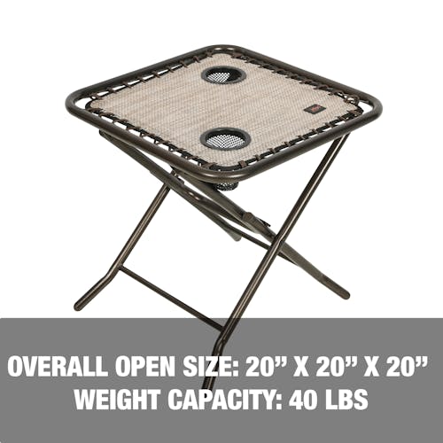 Overall open size: 20 by 20 by 20 inches, with a weight capacity of 40 pounds.