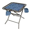 Bliss Hammocks 20-inch Folding Blue Flower Side Table with side cup holders.
