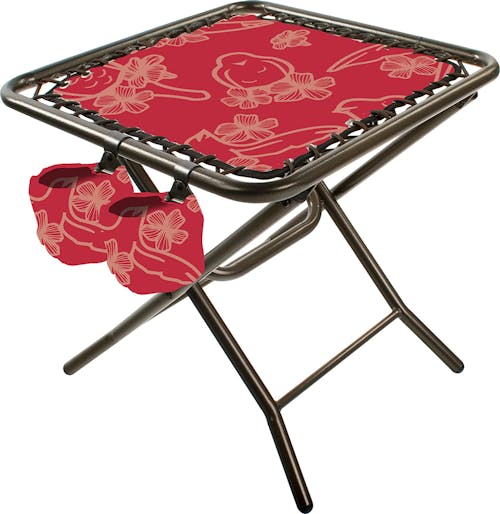 Bliss Hammocks 20-inch Red Bird Folding Side Table with 2 cup holders.