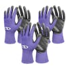 Sun Joe 3-pack of Nitrile-Palm Reusable Purple Gloves for Gardening, DIY Work, Cleaning, and More.