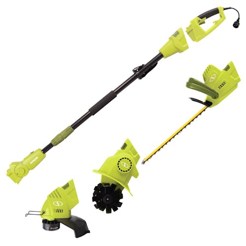 Sun Joe 3-in-1 Electric Pole Grass Trimmer, Hedge Trimmer, and Cultivator.