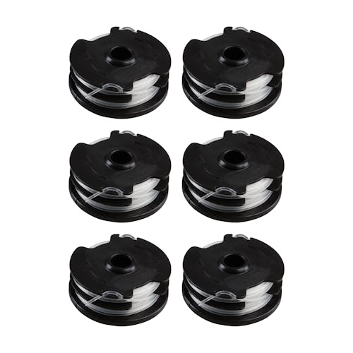 Pack of 6 Grass Trimmer Dual-Line Replacement Spools for Sun Joe Electric Lawn Care System.