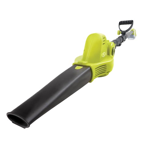 Front-Angled view of the Sun Joe 24-Volt cordless 3-in-1 yard solution kit with the leaf blower attachment.