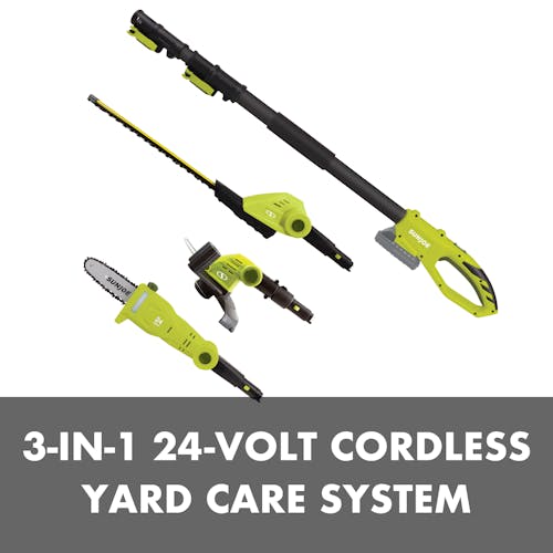 3-in-1 24-volt cordless yard care system.