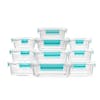 Front view of the EatNeat 20-Piece Set of 10 Superior Glass Food Storage Containers with airtight locking lids.