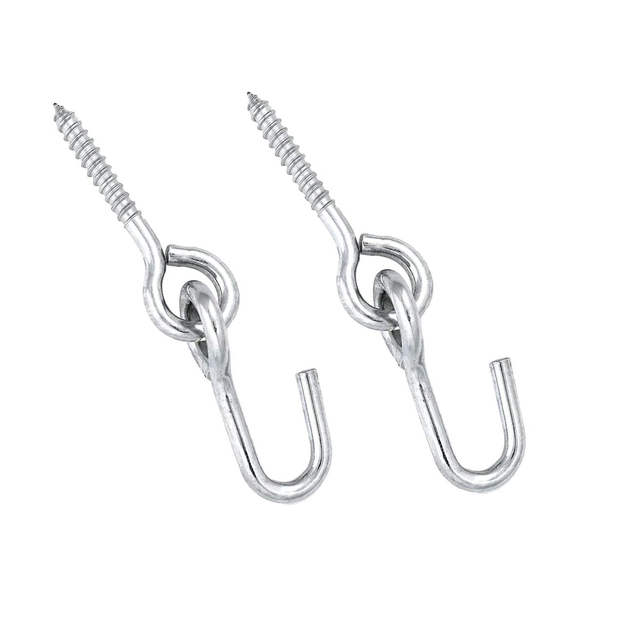 2pcs 5Inch Plated Screw Eyes Hook & 2pcs 8mm Snap Hooks, Heavy Duty Screw in Eye Hooks for Securing Cable Wires, Hammock Stand, Indoor & Outdoor Use