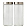 Front view of the EatNeat Set of 2 72-ounce Large Glass Food Storage Containers with stainless steel lids.