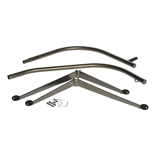 Unassembled pieces of the Bliss Hammocks 84-inch Swing Chair Stand with assembly hardware.