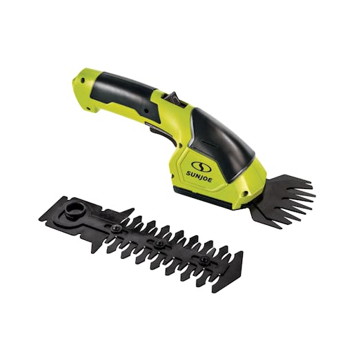 Sun Joe 2-in-1 grass shear and hedge trimmer with 2 blades.