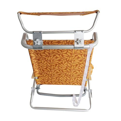 Rear view of the Bliss Hammocks Folding Amber Leaf Beach Chair with Canopy.