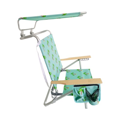 Side view of the Bliss Hammocks Folding Palm Tree Beach Chair with Canopy.