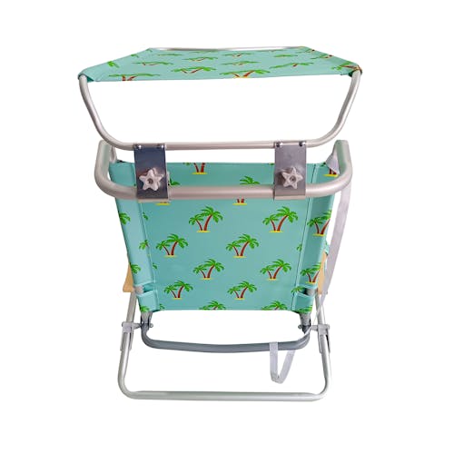 Rear view of the Bliss Hammocks Folding Palm Tree Beach Chair with Canopy.