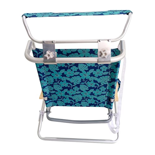 Rear view of the Bliss Hammocks Folding Blue Flower Beach Chair with Canopy.