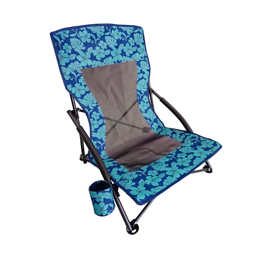 Bliss Hammocks Collapsible Blue Flower Beach Chair.