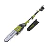 Sun Joe 100-volt 10-inch Cordless Modular Pole Chain Saw Kit with blade cover.