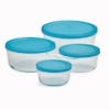 EatNeat 8-Piece Set of 4 Round Glass Storage Containers with lids.