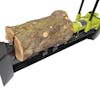 Top-angled view of the Sun Joe 10-ton Hydraulic Log Splitter with log on it.