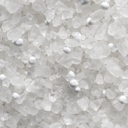 Close-up of the Calcium Chloride Crystals Ice Melter.