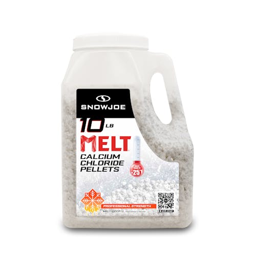 Snow Joe 10-pound jug of Calcium Chloride Pellets Professional Strength Ice Melter.