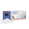 Snow Joe 15-pound box of pet-safer ice melt with a pile of it in front of the box.