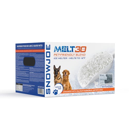 Snow Joe 30-pound box of Pet-Safer Premium Ice Melt.