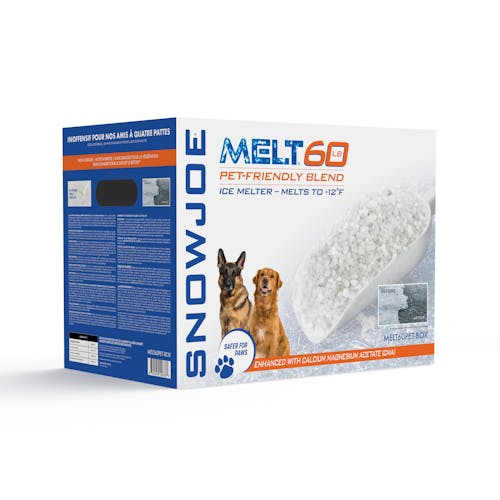 Snow Joe 60-pound box of Pet-Safer Premium Ice Melt.