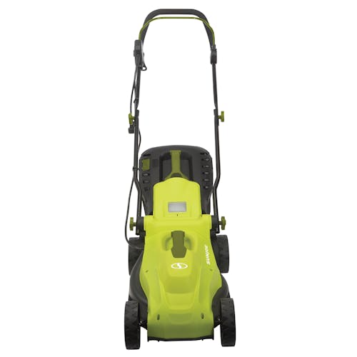 Front view of the Sun Joe 12-amp 13-inch Electric Lawn Mower.