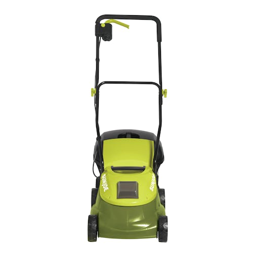 Front view of the Sun Joe 28-volt 4-amp 14-inch Cordless Lawn Mower.