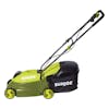 Sside view of the Sun Joe 28-volt 5-amp 14-inch Brushless Cordless Lawn Mower.
