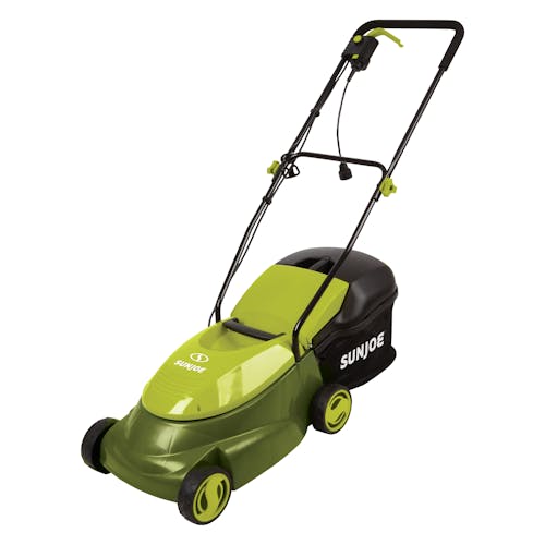 Right-angled view of the Sun Joe 12-amp 14-inch Electric Lawn Mower.