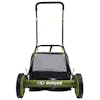 Front view of the Sun Joe 18-inch manual reel mower with grass catcher.