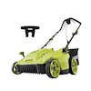 Sun Joe 6.5-amp 16-inch Electric Reel Lawn Mower with grass catcher and extension cord hook.