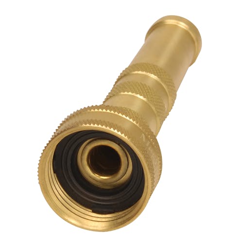 Close-up of the hose connection on the Brass Twist Hose Nozzle