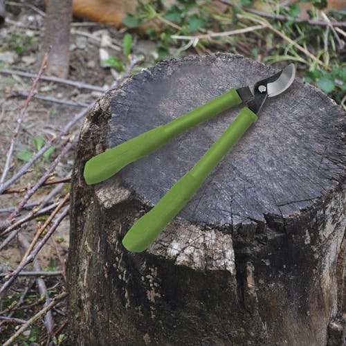 Martha Stewart Mini Handheld Bypass Lopper on a tree stump.