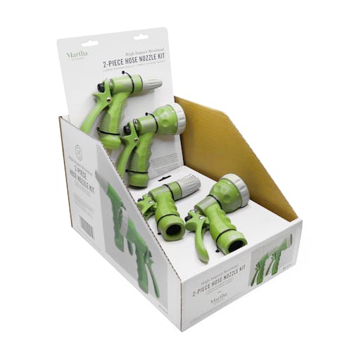 Packaging for the Martha Stewart 2-pack of High Impact Resistant Nozzles.