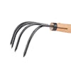 Side view of the claws on the Nisaku Kumade Gohondume Japanese Steel Garden Claw Rake and Cultivator.
