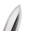 Close-up of the tip on the Nisaku Yamagatana Mokuetubatsuki Japanese Stainless Steel Knife with 7.25-inch blade.