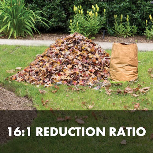 sun joe 13-amp electric leaf shredder has a 16:1 reduction ratio