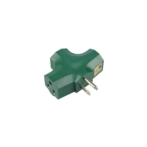 3-way outlet for the Snow Joe and Sun Joe 25-foot indoor and outdoor extension cord in the green variation.