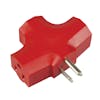 3-way outlet for the Snow Joe and Sun Joe 25-foot indoor and outdoor extension cord in the red and green variation.