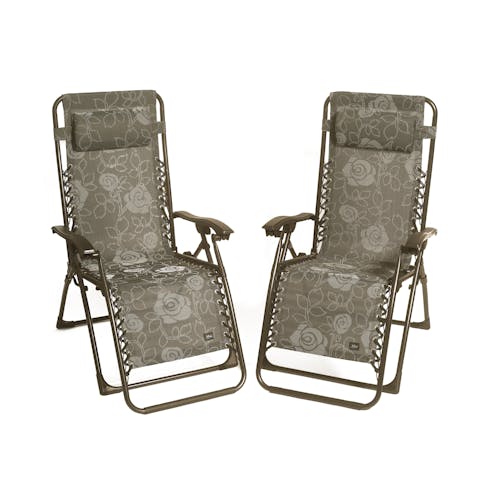 Bliss Hammocks Set of 2 26-inch Wide Platinum Gray Rose Zero Gravity Chairs.