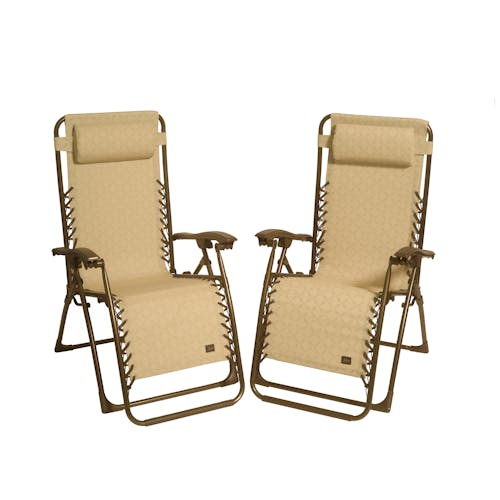 Bliss Hammocks Set of 2 26-inch Wide Sand Diamond Zero Gravity Chairs.